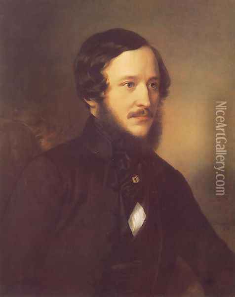 Portrait of József Eötvös 1845 Oil Painting - Miklos Barabas