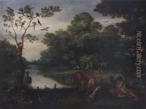 The Garden Of Eden Oil Painting - Jan van Kessel the Elder