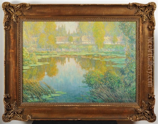 Staveni U Rybnika (krajina Z Okoli Giverny) Oil Painting - Vaclav Radimsky