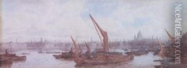Thames From Waterloo Bridge Oil Painting - Frederick E.J. Goff