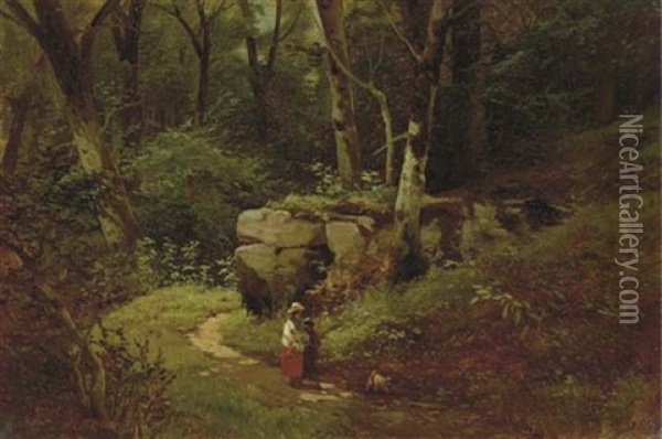 Along The Wissahickon Oil Painting - Edward Moran
