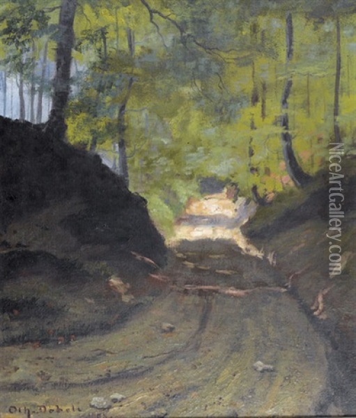 Wegpartie Im Sommerlichen Wald Oil Painting - Johann Othmar Doebeli