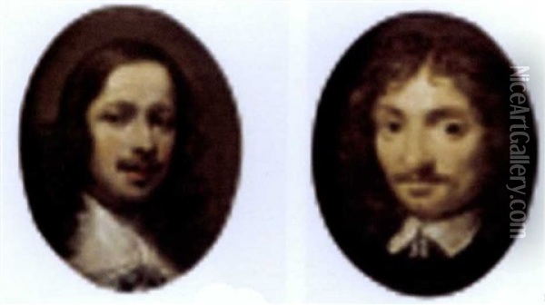 Portraits Of Gentlemen, Head And Shoulders, Wearing Black (pair) Oil Painting - Gonzales Coques