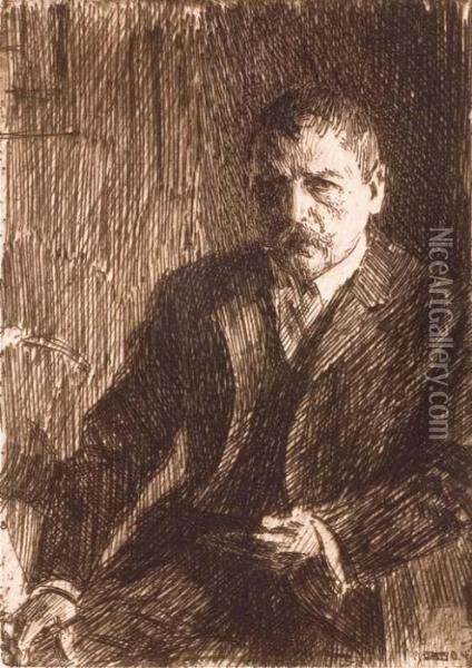 Autoportrait I 1904 (asplund 180; Hjert & Hjert 119) Oil Painting - Anders Zorn