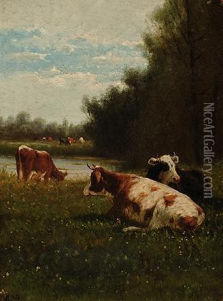Lazing By The Water Oil Painting - Frederick William Hulme