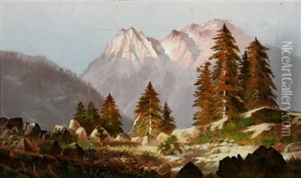 High Sierra Landscape Oil Painting - Edwin Deakin