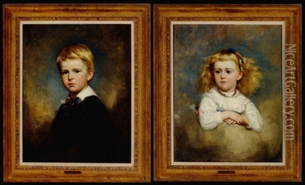 Portrait Of Kenneth Brown (+ Portrait Of Francesca Brown; Pair) Oil Painting - George Peter Alexander Healy