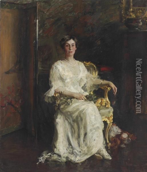 Portrait Of A Lady Oil Painting - William Merritt Chase