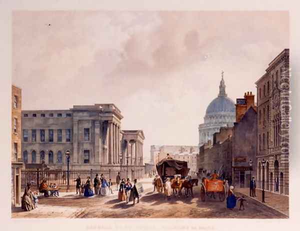 General Post Office, St. Martins le Grand, 1852 Oil Painting - William Simpson