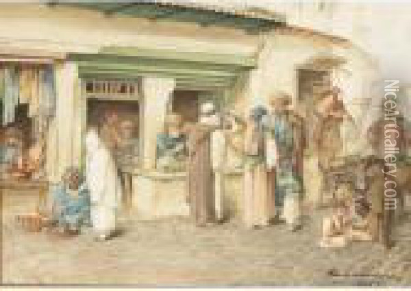 An Arab Street Scene Oil Painting - Henrik Ankarcrona