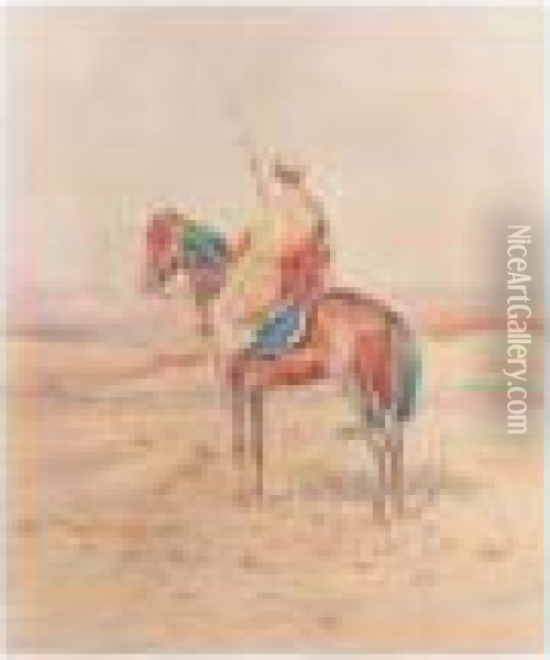 An Arab Warrior Oil Painting - Alphonse Birck