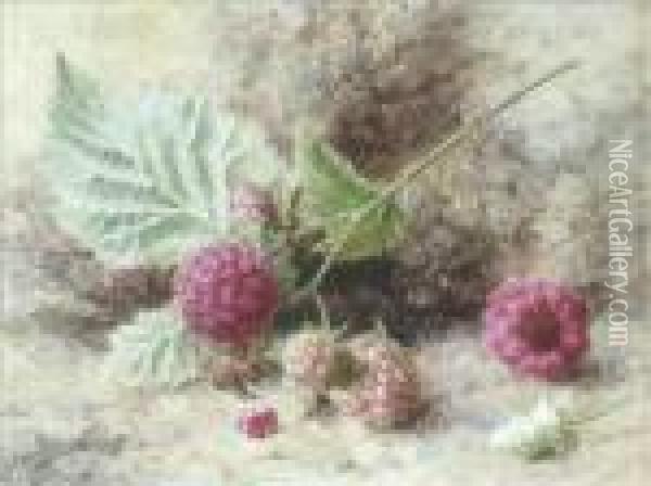 Still Life Of Raspberries Oil Painting - Helen Cordelia Coleman Angell