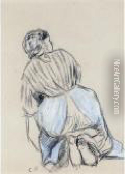 Femme Agenouillee Oil Painting - Camille Pissarro