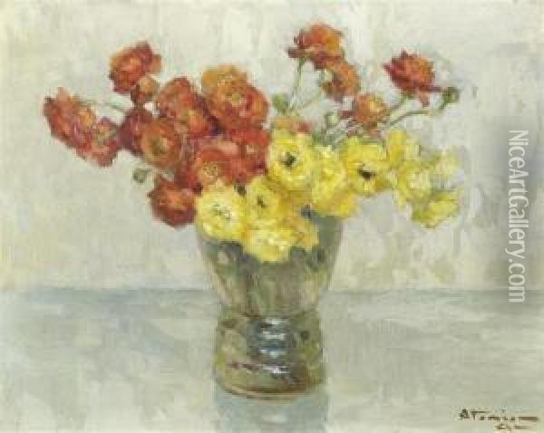 Flowers In A Glass Vase Oil Painting - Charles Garabed Atamian