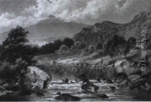 On The Lledr, Pont-y-pant, North Wales Oil Painting - William Henry Mander