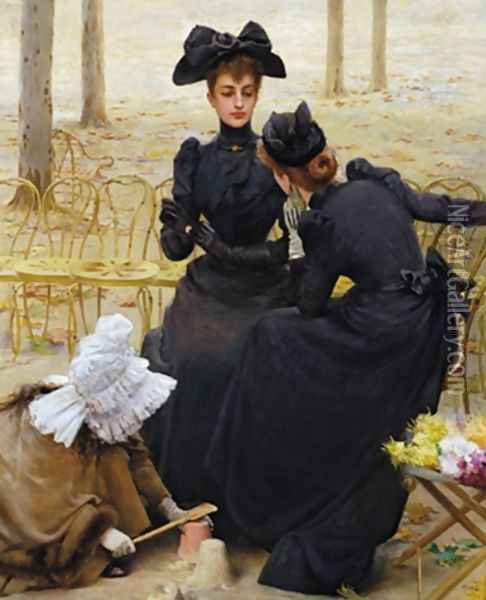 Entertainment at the Garden of Luxembourg Oil Painting - Vittorio Matteo Corcos