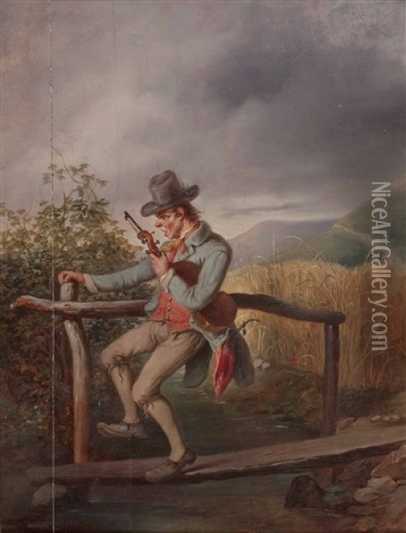 Der Betrunkene Geigenspieler Oil Painting - Franz Joseph Gruber