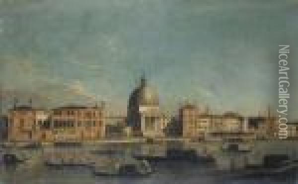 Venezia, Il Canal Grande A San Simeone Piccolo Con Dignitari Oil Painting - Apollonio Domenichini