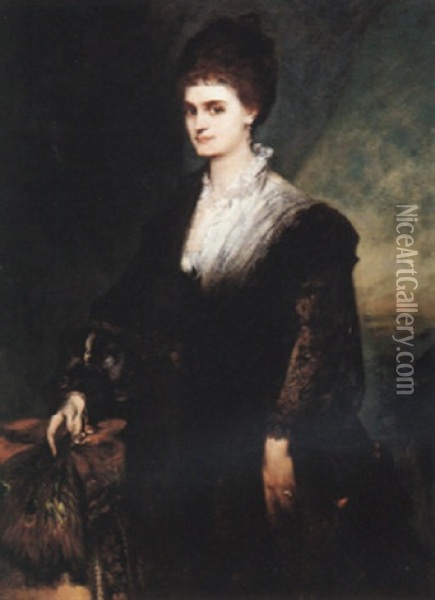 Portrait Of Countess Marie Coudenhove-kalergie Oil Painting - Hans Makart