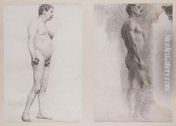 Estudios De Desnudos Oil Painting - Joaquin Agrasot y Juan