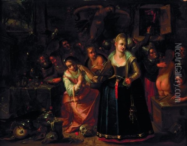 Le Laboratoire De La Sorciere Oil Painting - Hieronymus Francken the Younger
