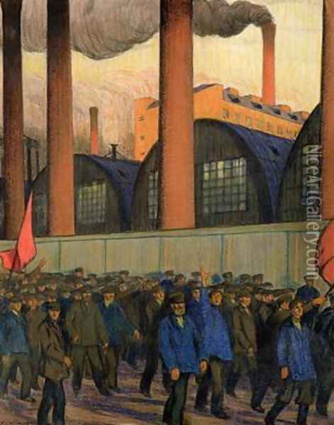 Strike Oil Painting - Boris Kustodiev