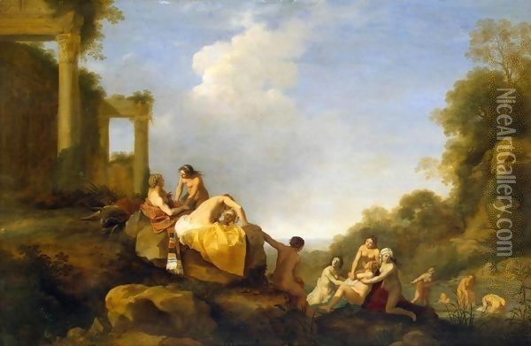Landscape with Diana and Callisto Oil Painting - Cornelis Van Poelenburgh