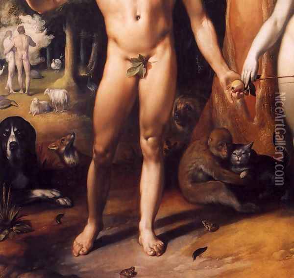 The Fall of Man (detail) Oil Painting - Cornelis Cornelisz Van Haarlem