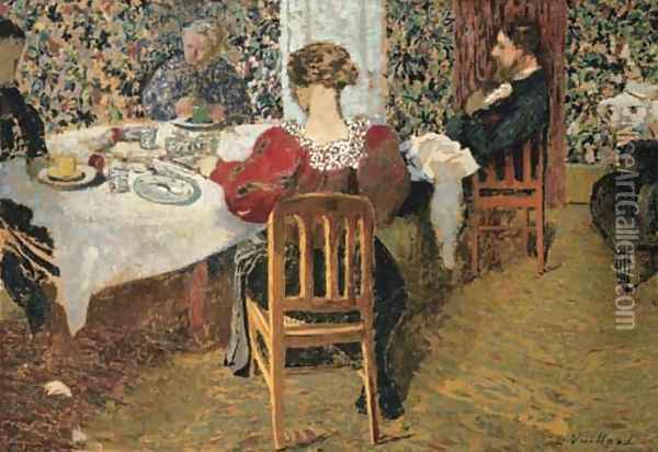 La table, la fin du dejeuner chez Madame Vuillard Oil Painting - Jean-Edouard Vuillard