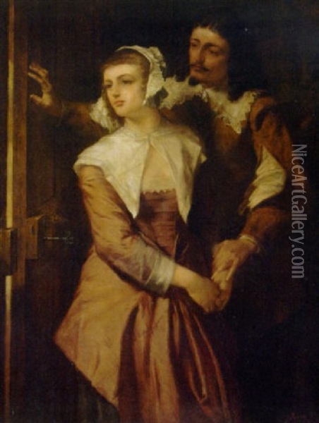 Alice Bridgenorth And Julian Peveril Oil Painting - Alfred W. Elmore