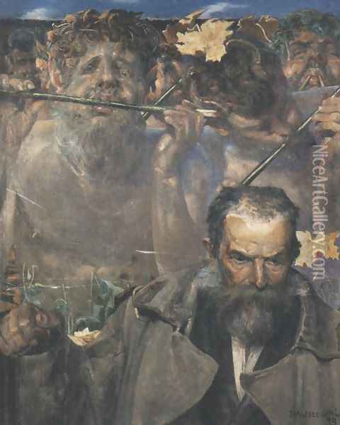 History of the Song. Portrait of Adam Asnyk Oil Painting - Jacek Malczewski