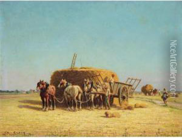 Harvesting Oil Painting - Charles Clair