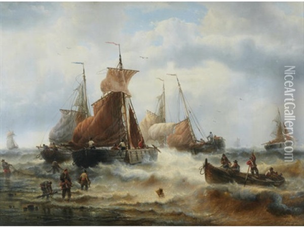 The Return Of The Fishermen Oil Painting - Francois-Etienne Musin