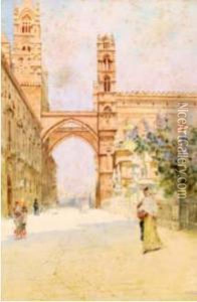 La Cattedrale Di Palermo Oil Painting - Giuseppe De Sanctis