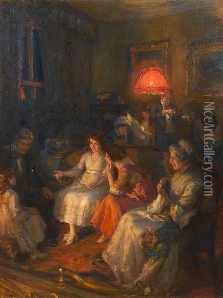 The Home Fire Oil Painting - Georges Sheridan Knowles