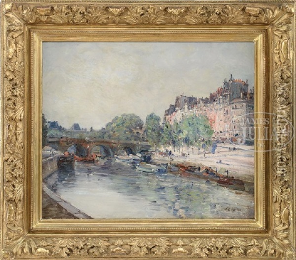 Along The Seine River In Summer Oil Painting - Stanislas Lepine