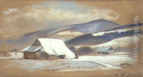 Winter in Bystra Oil Painting - Julian Falat