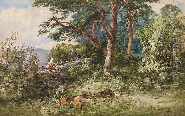 A Figure By A Stile In The Highlands Oil Painting - James Ferrier