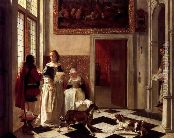 Woman Receiving a Letter 1663-65 Oil Painting - Ludolf de Jongh