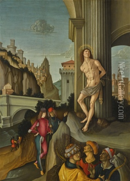 The Martyrdom Of Saint Sebastian Oil Painting -  The Master of the Figdor St Eustache