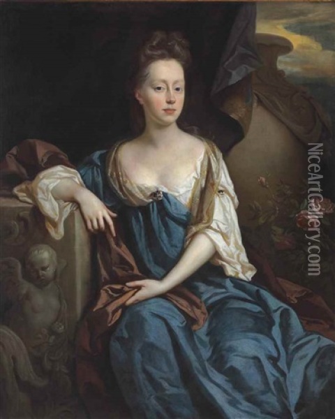 Portrait Of Anne Sherard, Lady Brownlow (1659-1721), Three-quarter-length Oil Painting - John Riley