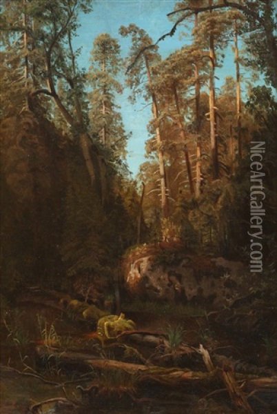 Skovparti I Telemarken Oil Painting - Herman August Cappelen