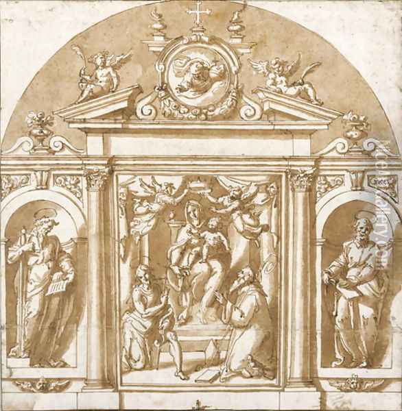 Virgin and saints Oil Painting - Giorgio Vasari