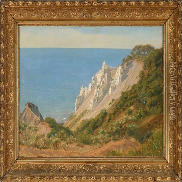 View From The Cliffs Of Mon, Denmark Oil Painting - Anton Edvard Kieldrup