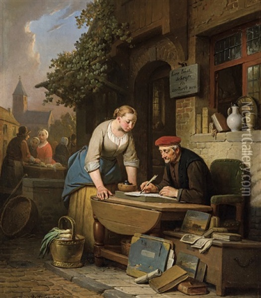 La Lettre Oil Painting - Ferdinand de Braekeleer the Elder