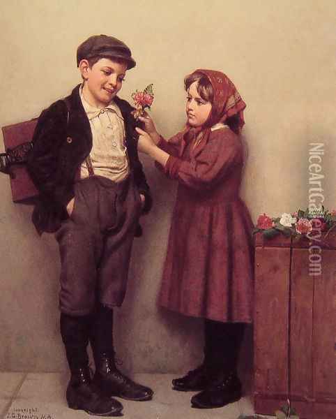 The Button Hole Posy Oil Painting - John George Brown
