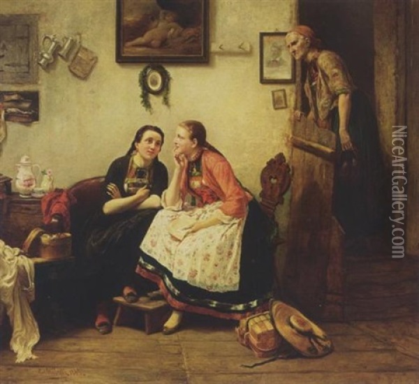 The Love Letter Oil Painting - Carl Wilhelm Huebner