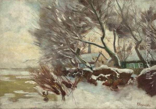 Markisches Dorf Im Winter Oil Painting - Karl Hagemeister