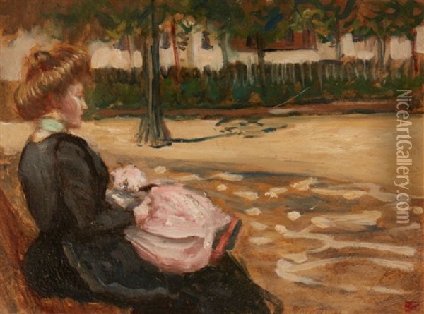 Jeune Femme Au Parc Oil Painting - Fernand Piet