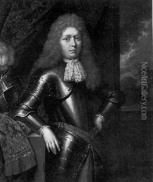 Portrait Of A Gentleman In Armor (charles Mordaunt, Earl Of Peterborough?) Oil Painting - Johan van Haensbergen